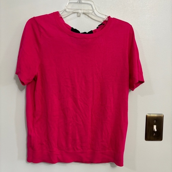 Ann Taylor pink short sleeve sweater with bow on back extra large - Picture 1 of 6
